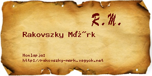 Rakovszky Márk névjegykártya